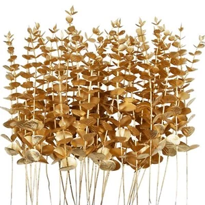 36 Pcs Gold Artificial Eucalyptus Stems 15'' Faux Eucalyptus Leaves Decor Fak... - Picture 1 of 7