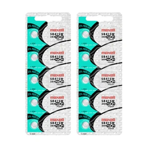 Maxell 384 SR41SW 1.55V Silver Oxide Watch Battery (10 Batteries) EXP 2023 - Picture 1 of 6