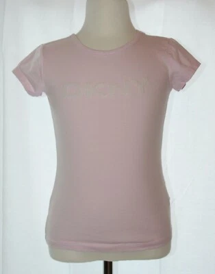 DKNY Baby Pink Top Girls Size 6 White Sequin lettering - Image 1 of 3