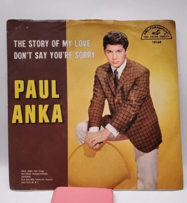 Paul Anka THE STORY OF MY LOVE (ROCK 45/PS) #10168 PLAYS VG++ - Image 1 of 4
