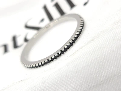 Mint & Lily Black Diamond Eternity Stacking Ring Sterling Silver sz 8 - Image 1 of 3