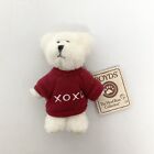 Boyds Bear White Bear XOXO Mini 4" #82047 Red Sweater Head Bean Collection
