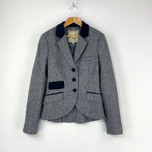 Jack Wills Tweed Jacket Womens 6 8 Blue Herringbone Moon Hacking Blazer - Picture 1 of 16