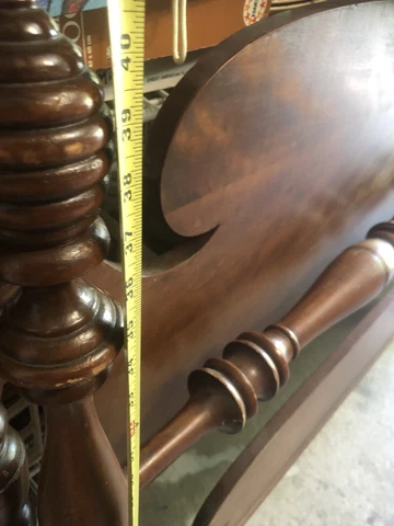 Antique Solid Maple Wooden Full Bed Frame Head Foot Board  Dresser Mirror Cover