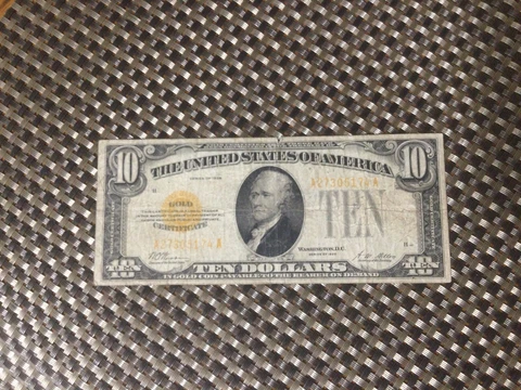 1928 $10 dollar gold certificate Cover