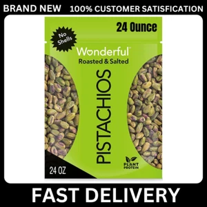 Wonderful Pistachios No Shells Roasted & Salted Nuts 24 Ounce Resealable Bag NEW - Picture 1 of 9