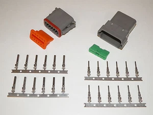 12X GRAY DEUTSCH DT SERIES CONNECTOR SET 16-18-20 GA STAMPED NICKEL TERMINALS - Bild 1 von 1