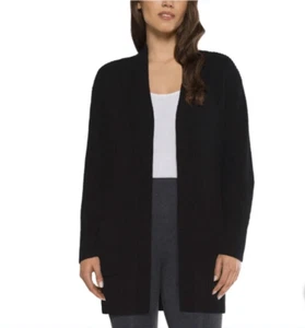 MAX & MIA 100% Cotton Cardigan Sweater Ladies’ XXL Black Open Front Pockets NWT - Picture 1 of 16