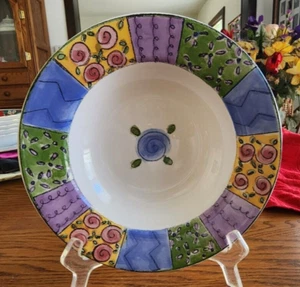 Pecan Pie Soup Salad Cereal Bowl 9" Stoneware The Sweet Shoppe Sango #3023 Blue! - Picture 1 of 15