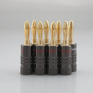 8x Professional Banana Plugs HiFi 4K Gold plated 4mm Connector DIY Speaker Cable - Picture 1 of 10