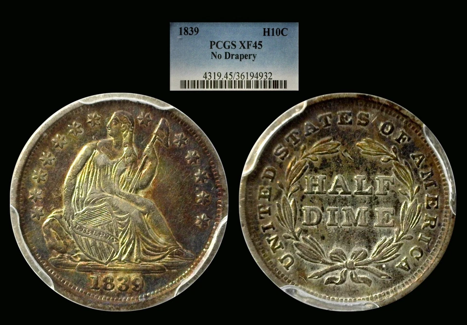1839 Seated Liberty Half Dime - PCGS XF-45 Choice Original with COLOR!!! - Image 1 of 1