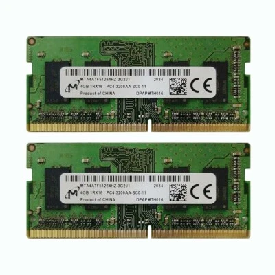 2x Micron 4GB DDR4 PC4-25600 3200MHz 260pin SODIMM Memory RAM PC4-3200AA-SC0-11 - Image 1 of 3