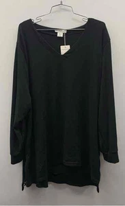 Beyond This Place Women Black Long Sleeve V Neck Blouse Sz 2XL NWT - Picture 1 of 4