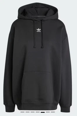 Sudadera con capucha polar de gran tamaño Adidas Essentials para mujer calce suelto negra 1X Foto 1 de 4