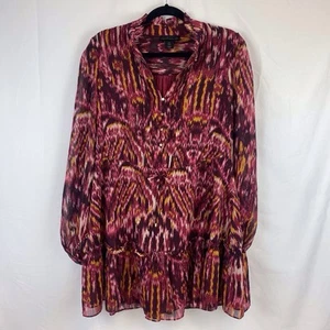 House of Harlow 1960 Rosa Print Chiffon Mini Kleid Metallic Bohemian Größe 6 - Bild 1 von 8