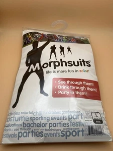 Adult Black Morphsuit SZ L HEIGHT 5’4”-5-10” Unisex Skinsuit Costume Party - Bild 1 von 4