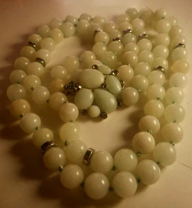Collar De Colección Jade Pálido Doble Hilo Cuentas Cierre Elegante 18" - Imagen 1 de 7