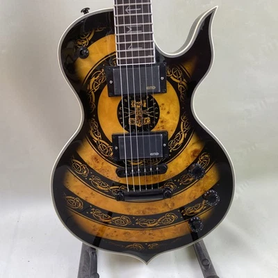 Guitarra Eléctrica Zakk Wylde Negra Amarilla Tapa de Árbol EMG Pastilla Cuerpo de Caoba Foto 1 de 4