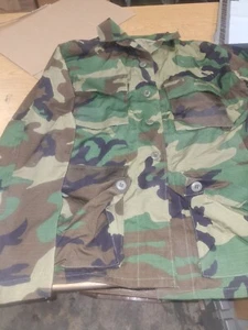 GENUINE NEW SM. REG. BDU Combat Top Coat Green Woodland Camo Military Ripstop - Picture 1 of 4