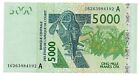 2003 WEST AFRICAN STATES IVORY COAST 5000 FRANCS NOTE - p117Aa AUNC