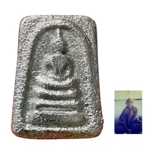 Phra Somdej Leklai Silver Mercury Sacred Magic Thai Buddha Amulet Luang Pu Lamai - Picture 1 of 8