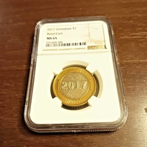 2017 Zimbabwe 1 Dollar Bond Coin MS 65 - Picture 1 of 4