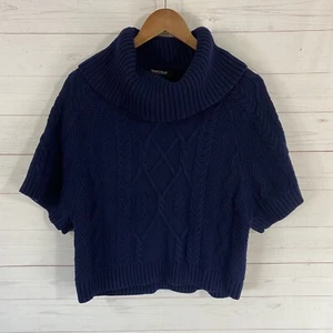 White House Black Market Cowl Neck Short Dolman Sleeve Sweater XS Blue Pullover - Picture 1 of 7
