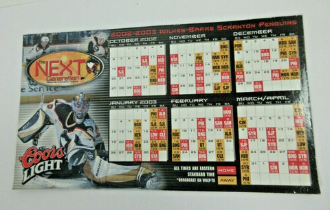 2002 Coors Light NHL Pittsburg Penguins Hockey Team game calendar fridge magnet Cover