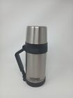 Vintage Thermos Mug Silver and Black with Handled Hot and Cold Drinking Cup