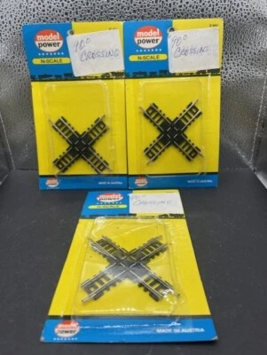 Model Power N Scale Lot of 3 90 Degree Crossover Track #4959 NOS Track - Image 1 of 4