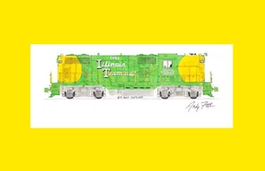 Terminal de Illinois GP7 #1605 11""x17"" estampado enmarañado firmado por Andy Fletcher - Imagen 1 de 1