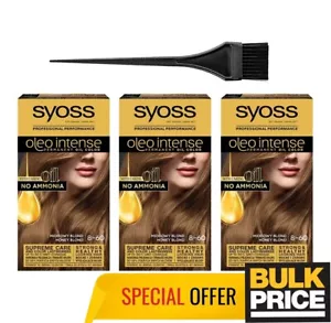 Syoss Oleo Intense 8-60 Honey Blond Ammonia Free Hair Color Salon Quality 3-Pack - Picture 1 of 6