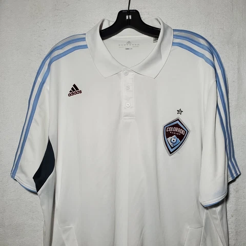 Adidas MLS Men's Colorado Rapids Climacool 3-Stripe Polo Shirt XXL White Cover