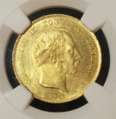 Dinamarca Christian IX Oro 20 Kroner 1876 (h)-HC/CS MS64 NGC - Imagen 1 de 4