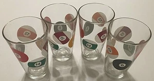 Set of 4 Libbey Billiard Pool Game Highball Drinkware Clear Glass Tumblers 16 oz - Bild 1 von 4