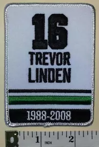 1 VANCOUVER CANUCKS TREVOR LINDEN NHL HOCKEY PENSIONIERUNG 1988-2008 EMBLEM PATCH - Bild 1 von 1