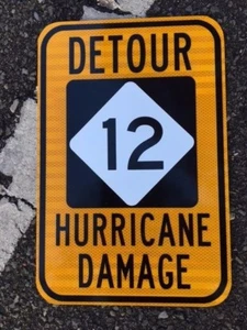 OBX NC 12 road sign Detour hurricane 12"x18" - DOT style - Outer Banks ocean - Picture 1 of 5