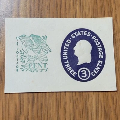 U.S. 3 Cent Purple Postal Stationery Stamp & Stamped 1 Cent Unused - Image 1 of 2