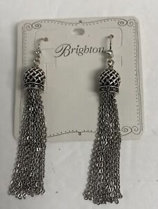 BRIGHTON SAHURI Tassel Crystal Silver French Wire EARRINGS JA2931  NWT $88