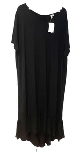 ASOS Black Zip Back Short Sleeve Knit High Low Maxi Dress Womens Size 24 NWT - Picture 1 of 5