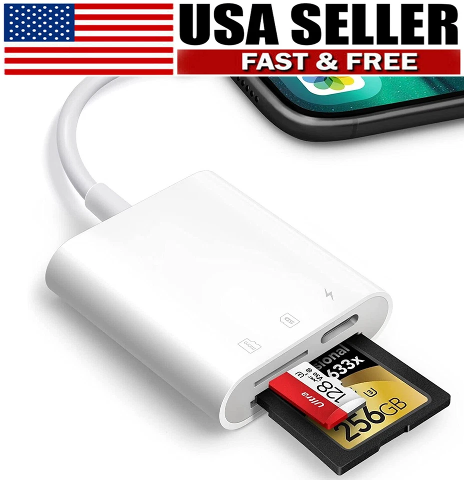 SD Card Reader for iPhone iPad,Trail Game Camera SD Card Viewer with Dual Slot - Image 1 of 4