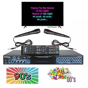 Sonken MP4000 Pro Karaoke Machine + 435 Songs from the 90's & 00's + 2 Wired Mic - Picture 1 of 12