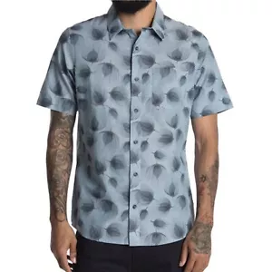 Travis Mathew Men's On The Bank Floral Print SS Button Front Pocket Shirt Blue - Picture 1 of 2