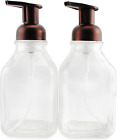 16-Ounce Glass Foaming Soap Dispensers (Clear Bottle, with Bronze Pump 2-Pack)