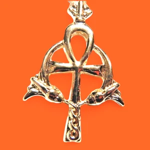 DAINTY ANKH PAPYRUS NECKLACE pendant charm Egypt Nubian African Ansate Cross 1V - Picture 1 of 4