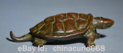 5CM Old Chinese Red Copper Carving Feng Shui Turtle Tortoise Lucky Statue - Image 1 of 4