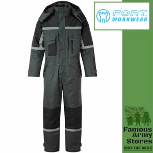 Fort Waterproof Padded Coverall Lined Hooded Reflective Winter Warm BoilerSuit - Picture 1 of 2
