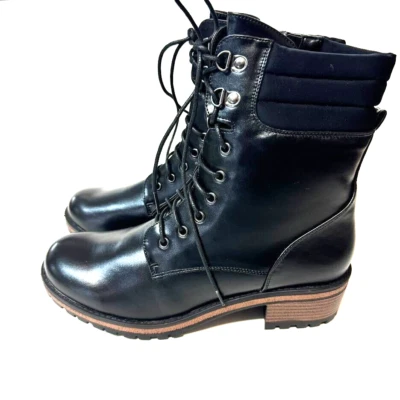 Wanted женщин 11 M черный искусственной кожи шнурует вверх боевые ботинки новый в коробке ZS2 - Изображение 1 из 3