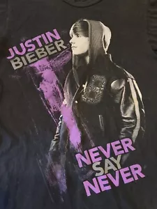 Camiseta Justin Bieber Never Say Never Talla S Negra Manga Corta Cuello Redondo Juvenil - Imagen 1 de 11