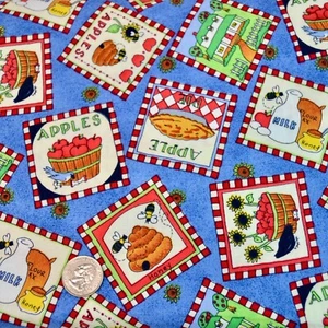 Fabric Michelle Worthen Apple Farm Cotton Fabric Robert Kaufman 43” X 2 Yard Vtg - Picture 1 of 2